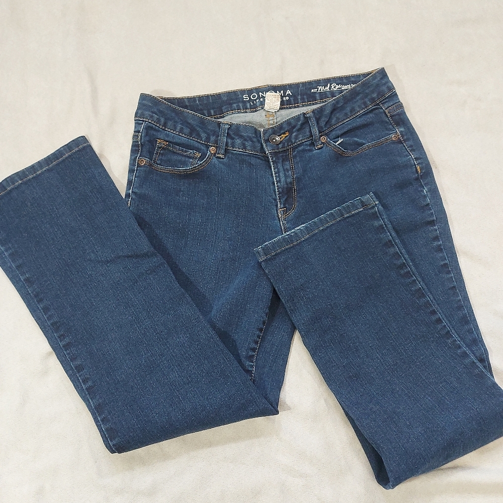 Sonoma Life and Style Blue Denim Jeans Women Size 6S Boot cut